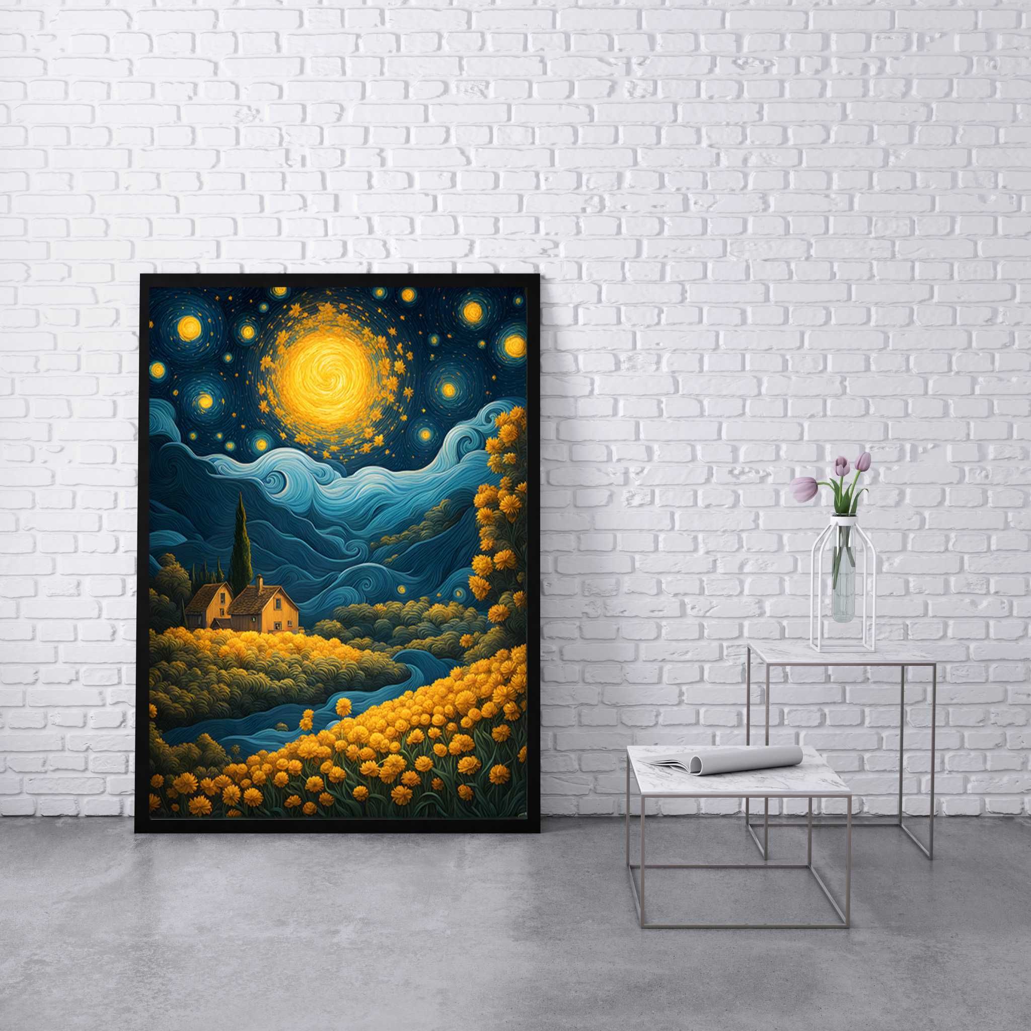 Plakat noc w stylu Van Gogha do salonu/ biura - 30x40cm