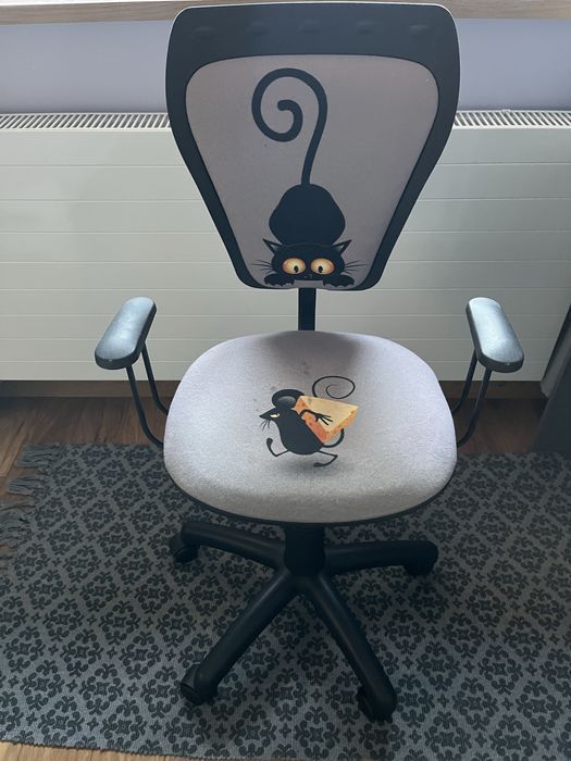 Fotel krzeslo obrotowe Ministyle Black GTP kot i mysz