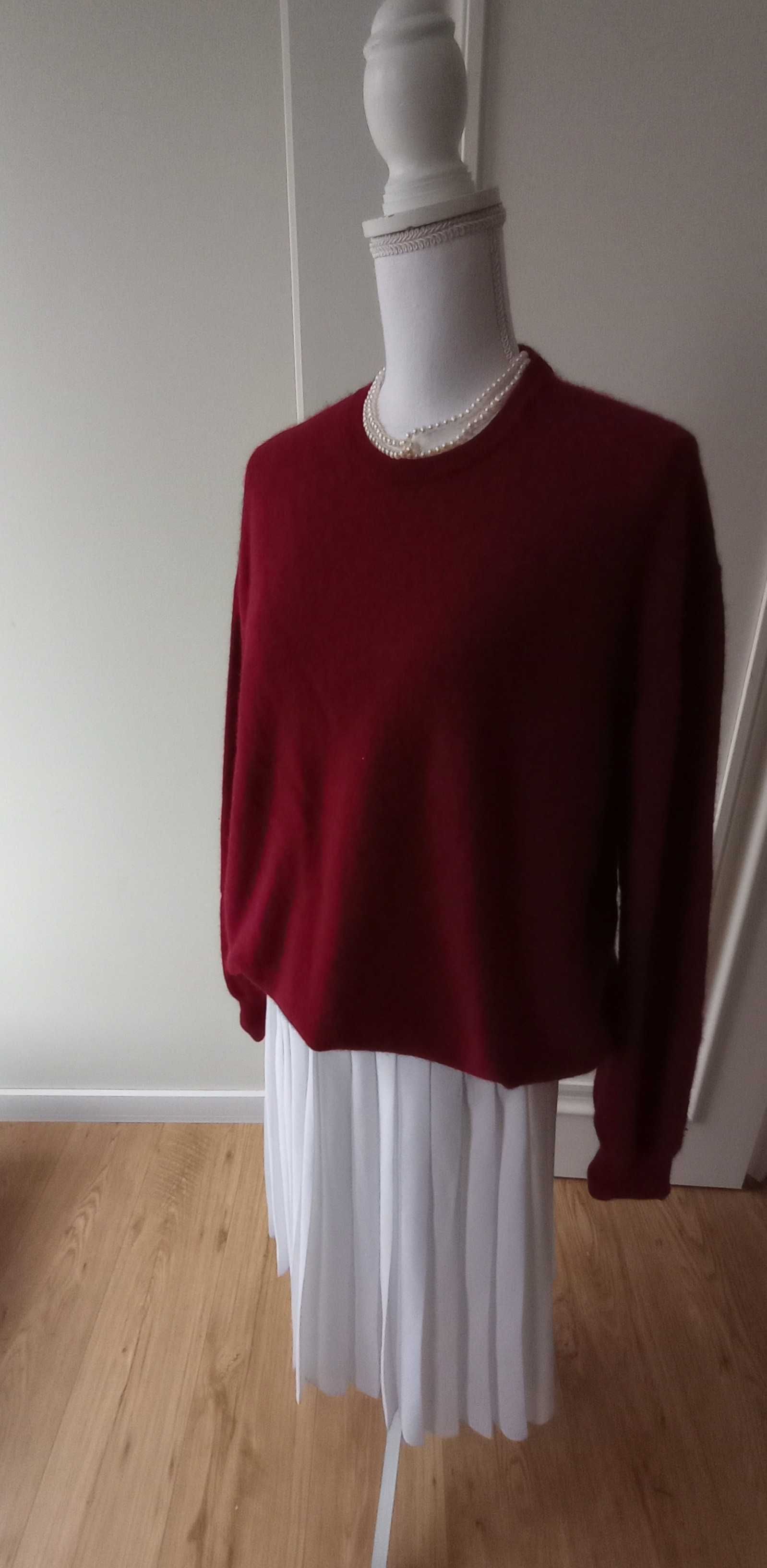 Sweter, 100% kaszmir, kolor burgund, rozmiar L/XL