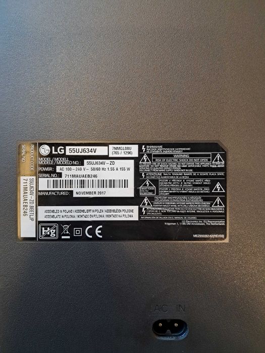 Telewizor LG 55 cali smart TV na części uszkodzona matryca