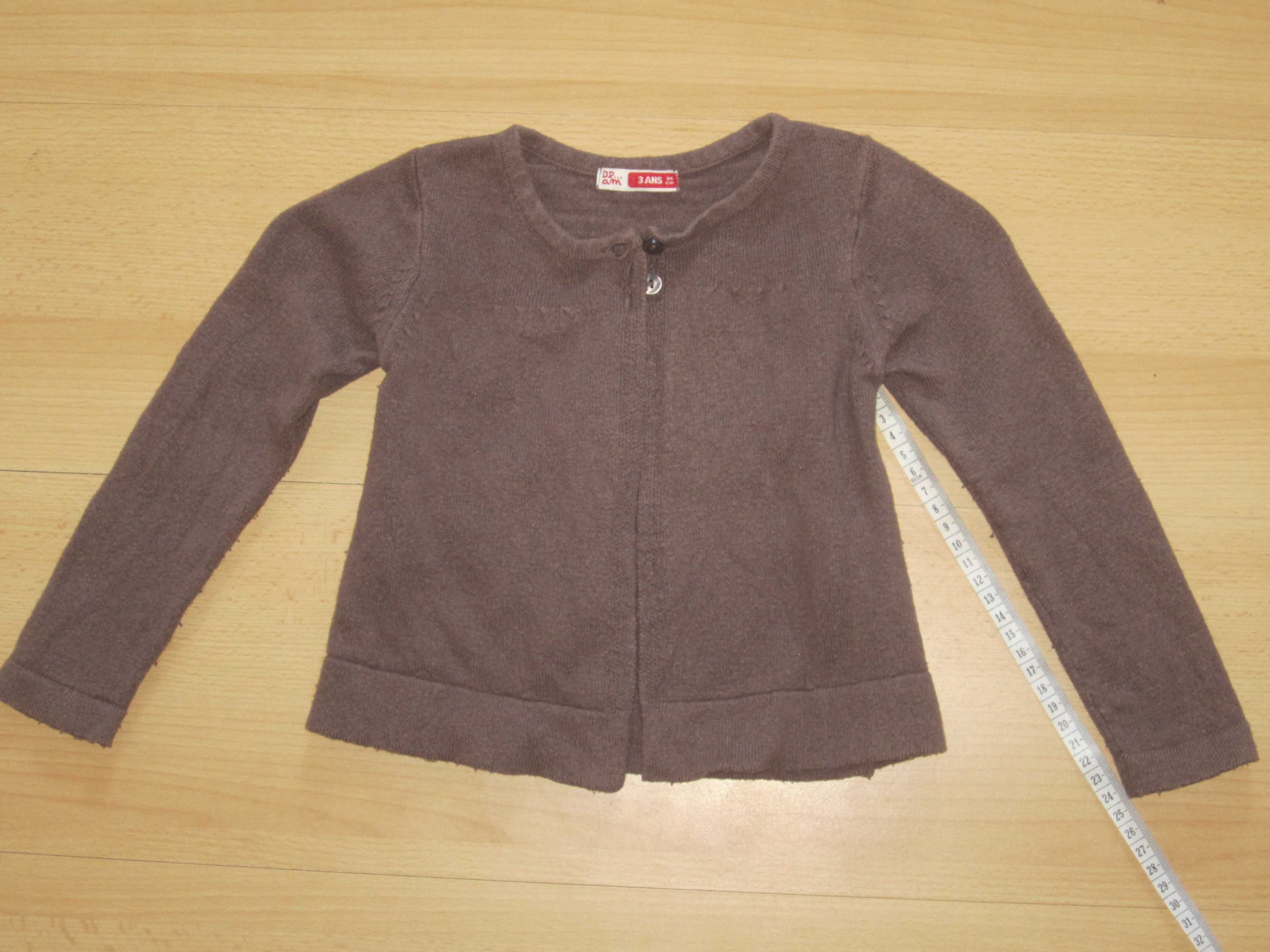 Brązowy sweterek sweter dla dziewczynki na 3 lata, ok. 92 cm