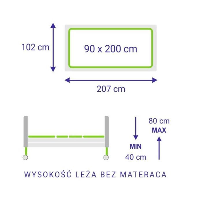 NOWE Łóżko rehabilitacyjne Elbur PB 526 II (90x200 cm) WNIESIENIE