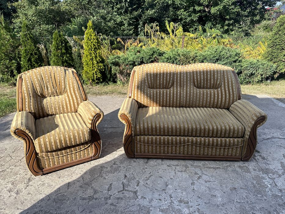 Kanapa rozkładana z fotelem - komplet salon wypoczynek