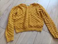 Piękny musztardowy sweterek dla dziewczynki H&M rozmiar 98-104