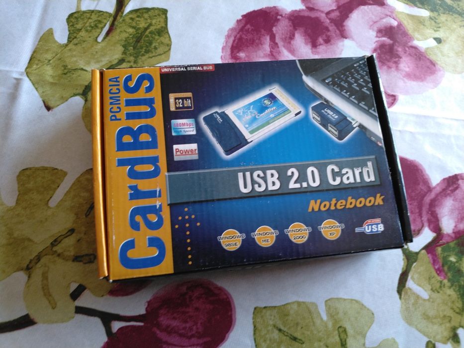 Placa PCMCIA CardBus USB 2.0 com 2 portas. Nova.