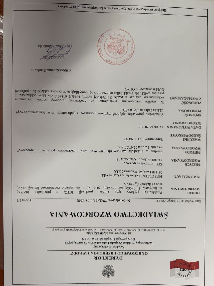 Przekładnik prądowy i napięciowy SN