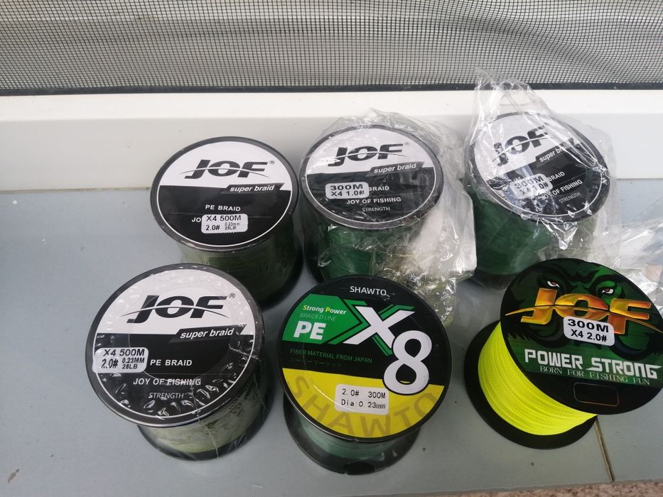 6x plecionka wędkarska 300m i 500m 0.23mm i mniejsze przekroje