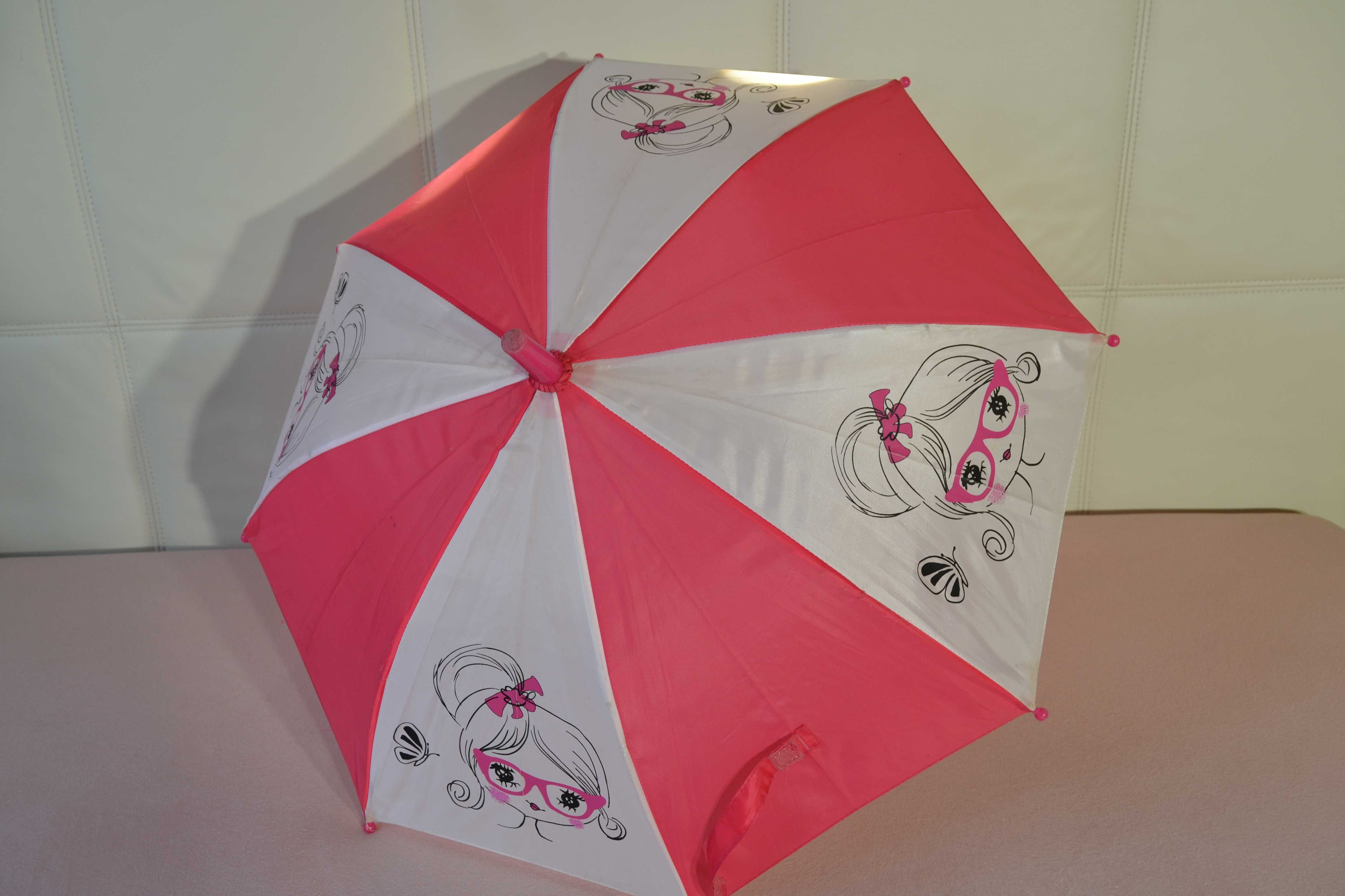 Parasol parasolka dla dzieci biało-różowa