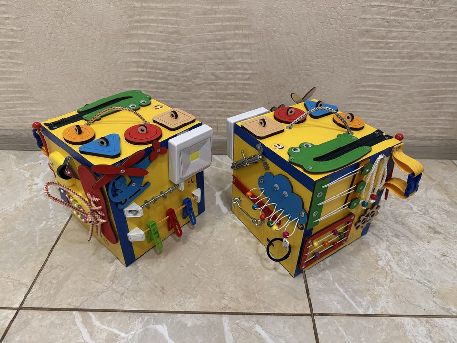 НОВИЙ Музичний жовто-синій бізікуб з КСИЛОФОНОМ ТА СВІТЛОМ