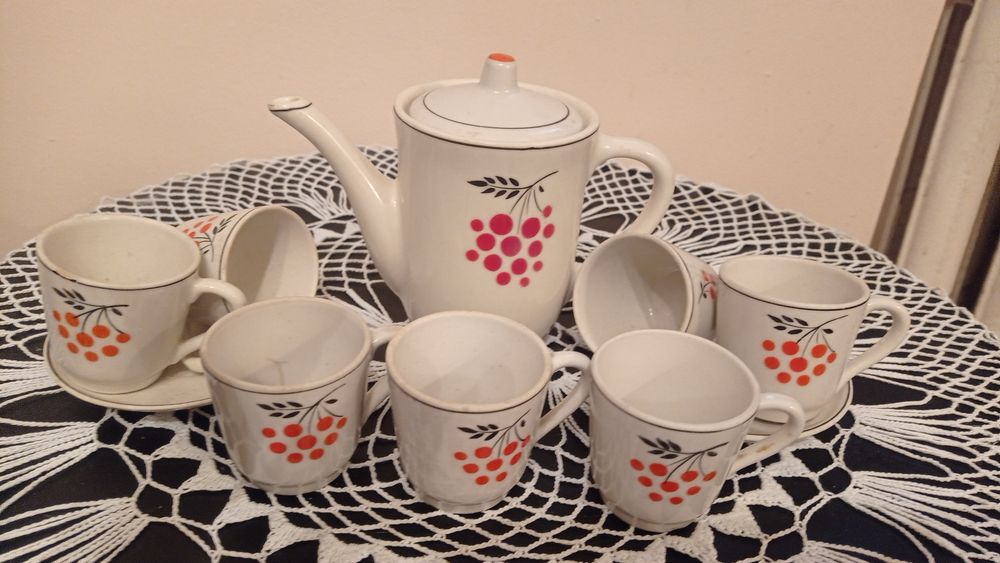 Кукольный сервиз, Ляльковий посуд срср Гжель Рябина, ЗИК