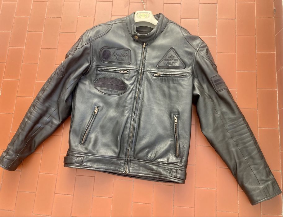 Casaco de Moto em Pele com protecções