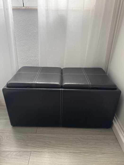 Baú/ Banco de pele verdadeira 100€