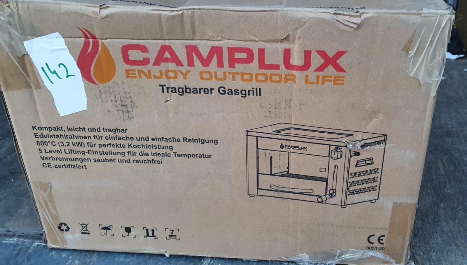 Camplux SG102 przenośny grill gazowy 3,2 kW, wysokowydajny grill do st