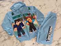 Dres Minecraft bluza spodnie błękitny jasny niebieski 104