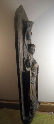 stara rzeźba w drewnie MADONNA Z DZIECIĄTKIEM do powieszenia na sciani