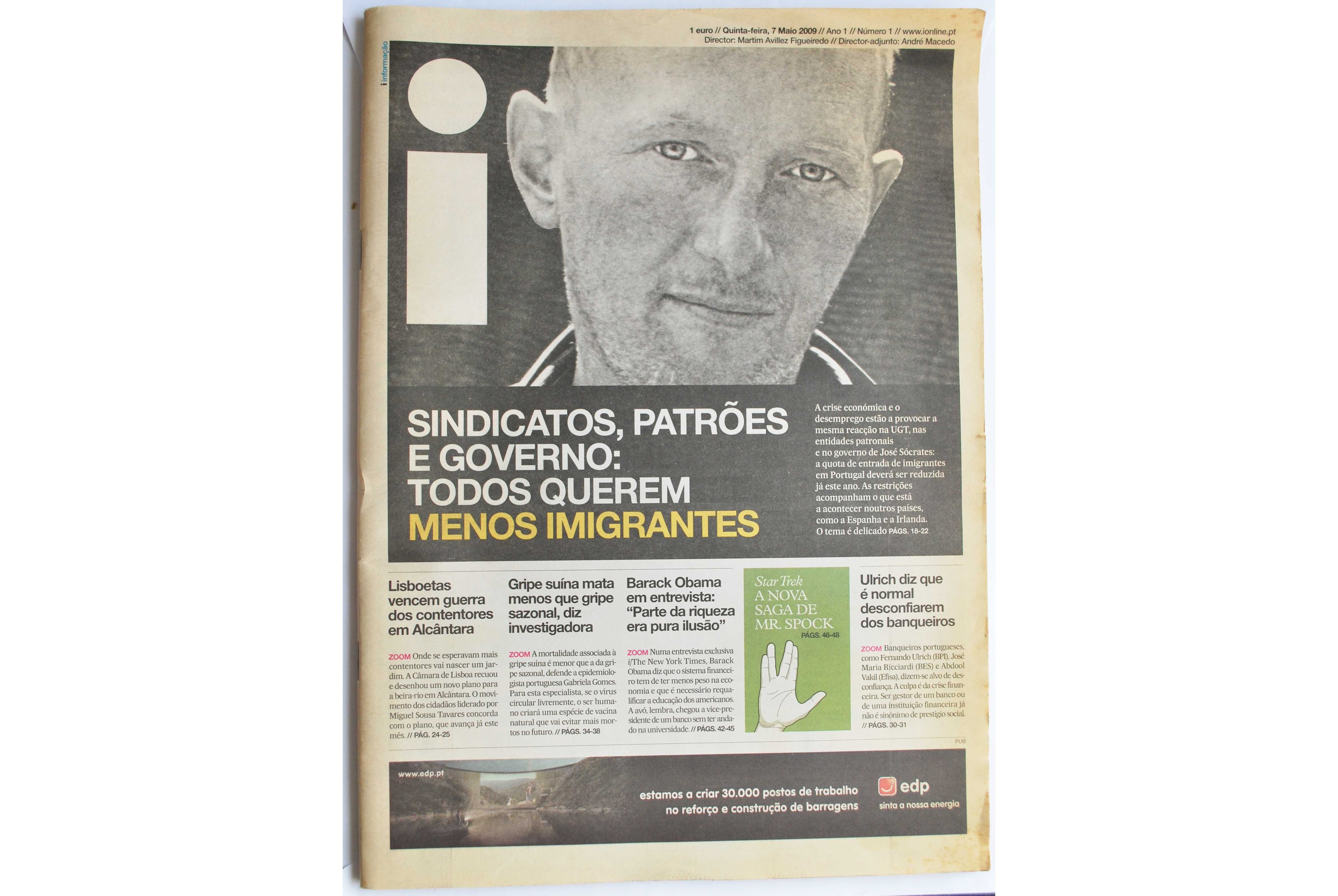 Número 1 do Jornal I de 7 de Maio 2009