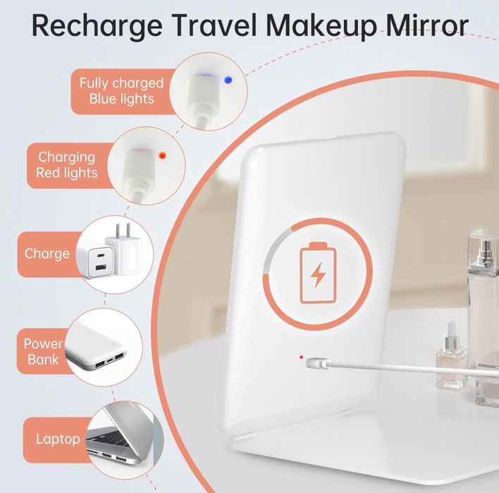 USB Akumulator Lustro do makijażu z oświetleniem