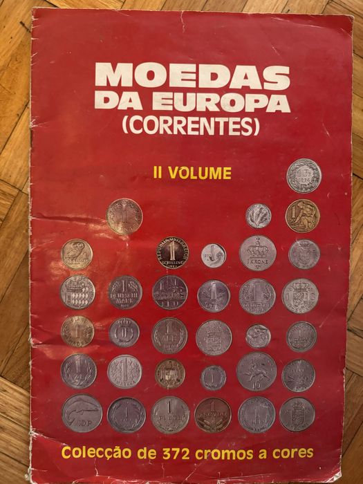 2 cadernetas cromos coleçāo volume I e II Moedas da Europa Correntes