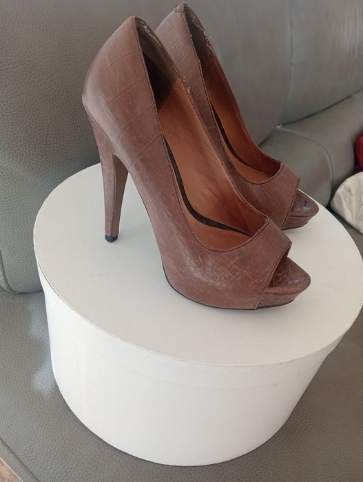 Sapatos Mango couro castanho 37