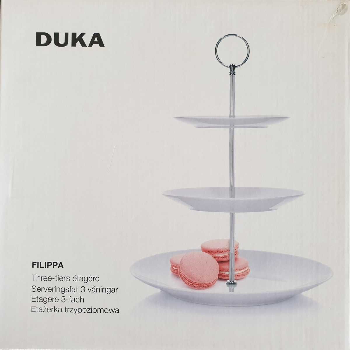 3-piętrowa etażerka DUKA FILIPPA - 3 poziomy- BIAŁA PORCELANOWA PATERA