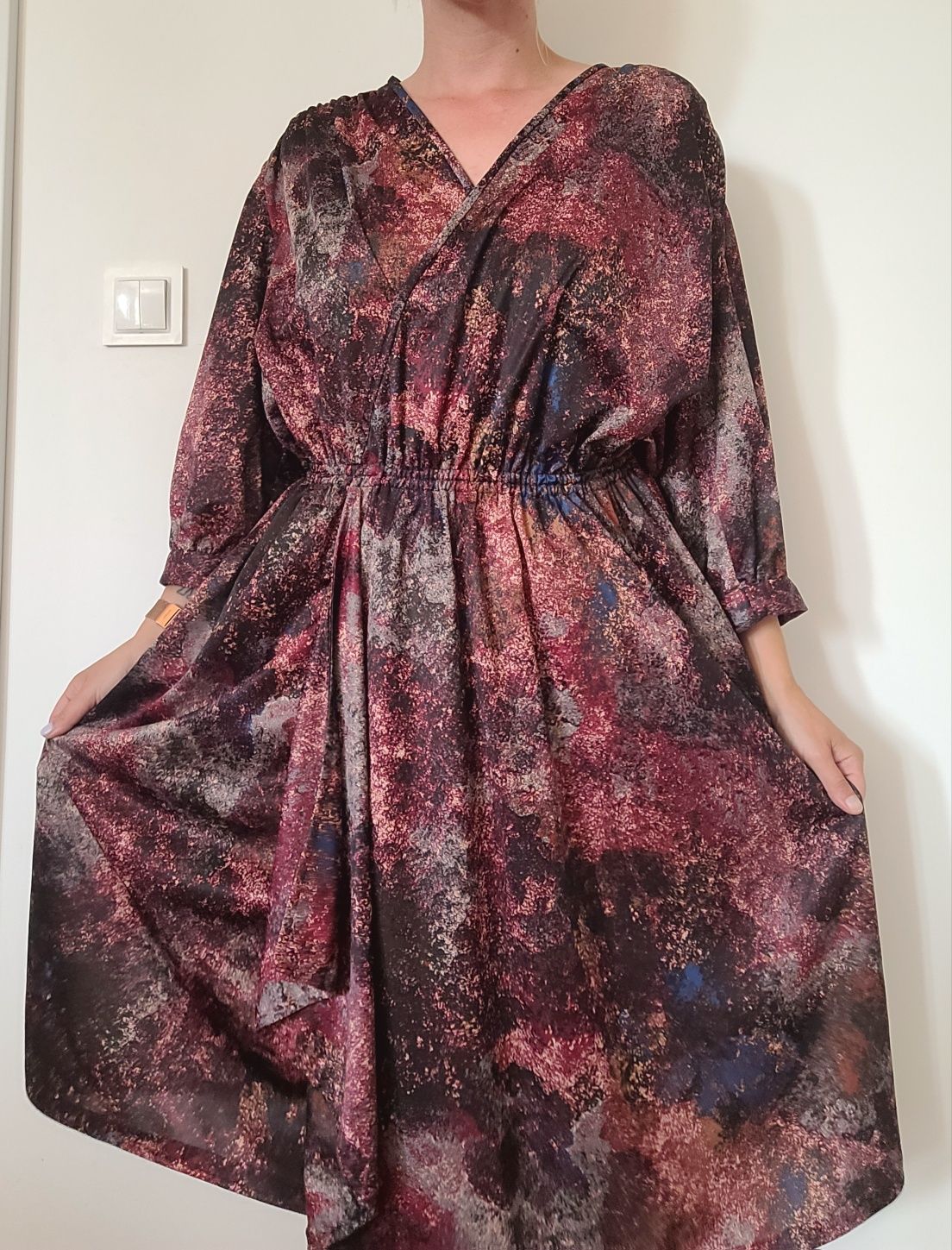 Piękna długa kolorowa sukienka oversize boho handmade