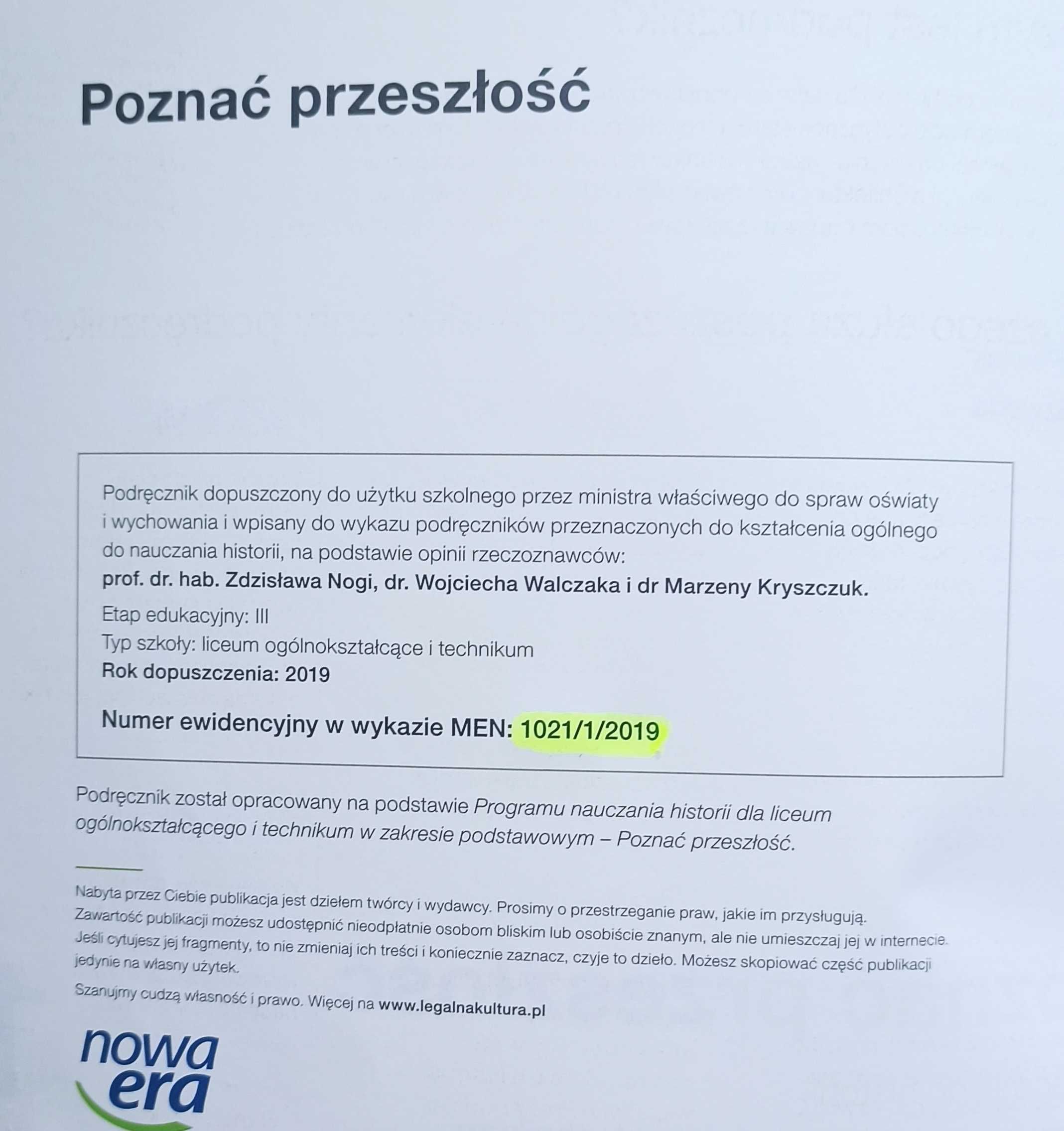 POZNAĆ PRZESZŁOŚĆ 1 - liceum ogólnokształcące/technikum