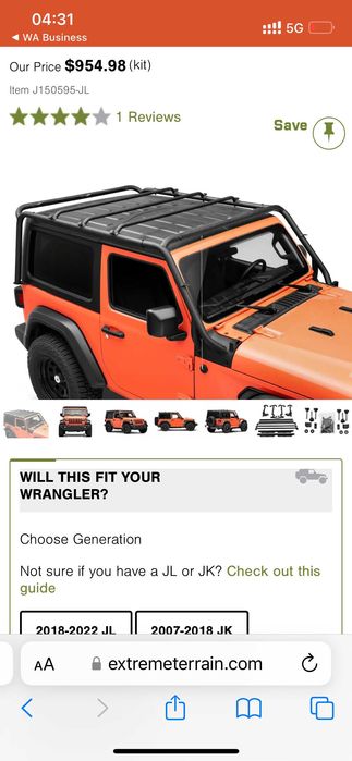 Porta bagagens Jeep Wrangler JL 3 portas tecto lona