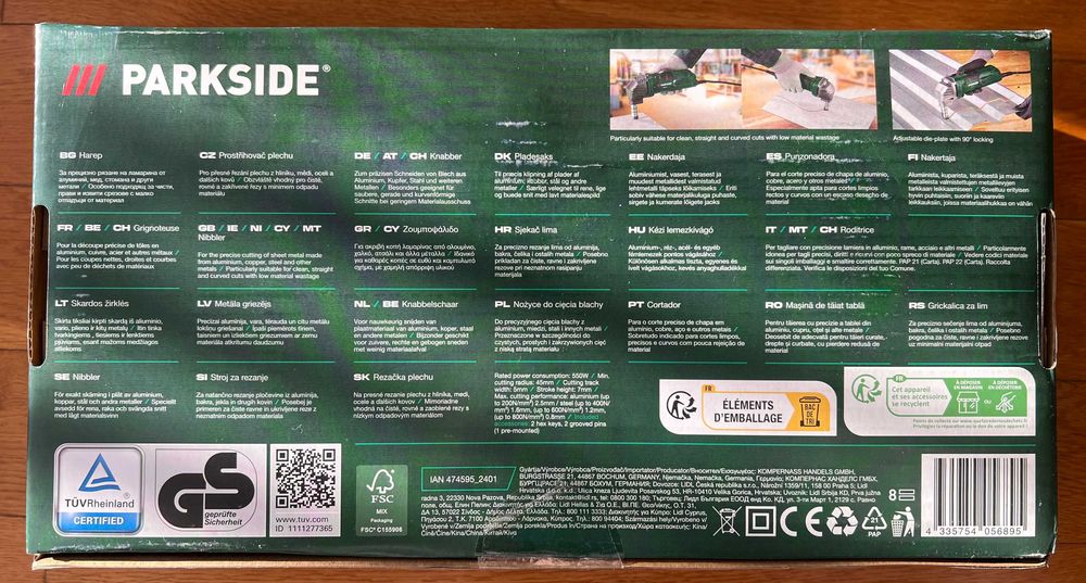 Elektryczne nożyce do cięcia blachy skokowe Parkside PMK 550 C2 550W