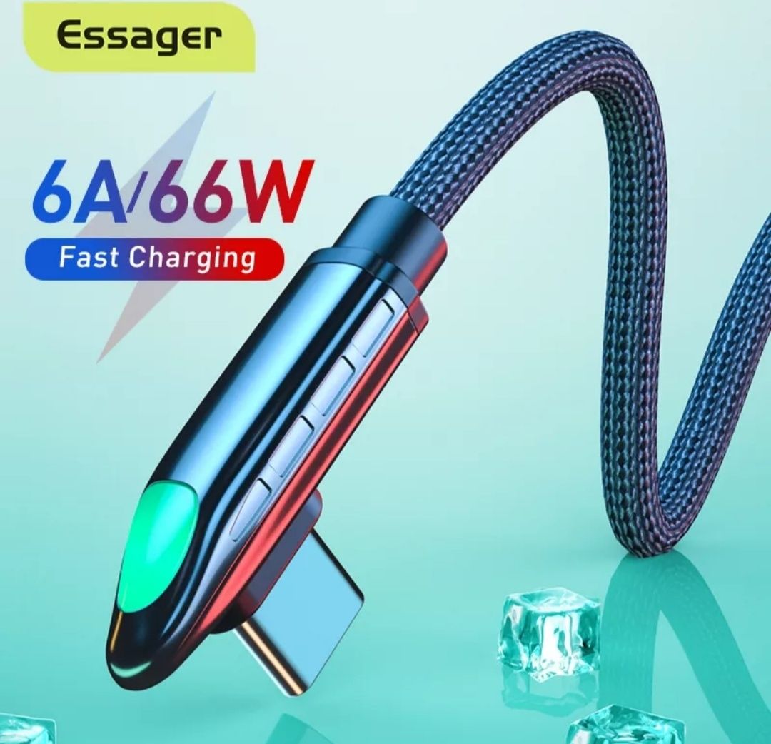 Essager Кабель зарядки USB Type-C 6A/66W. 1m.