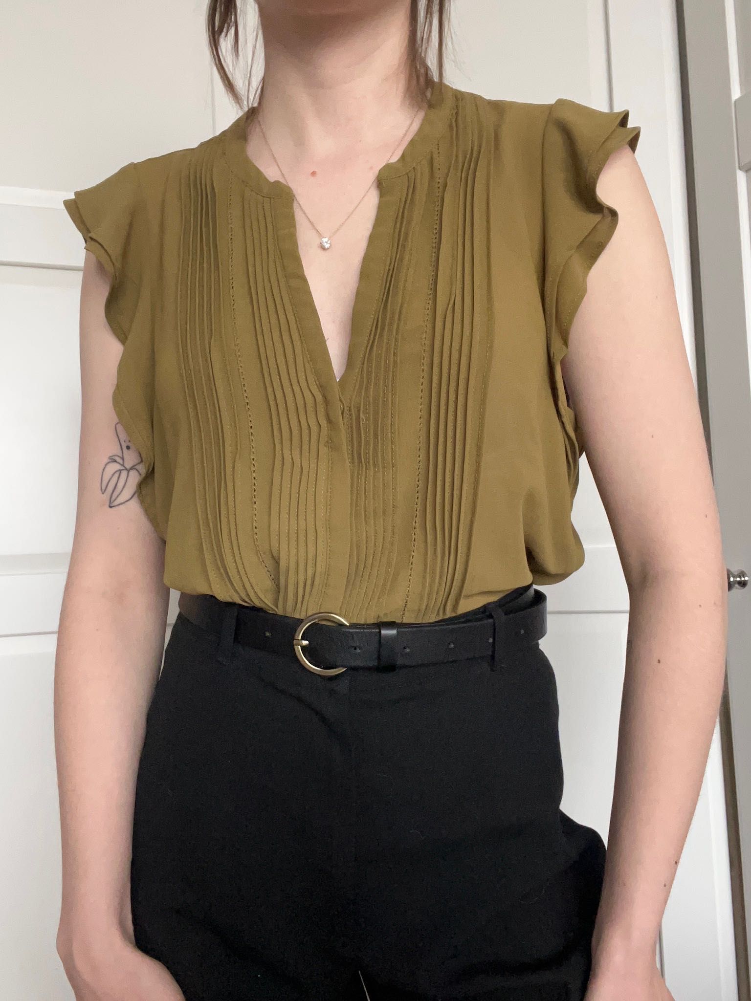 Elegancka koszulowa bluzka H&M conscious oliwkowa biurowa