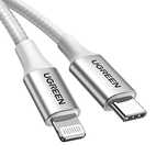 Kabel Ugreen US304, 70523 USB-C / Lightning MFi 1m - srebrny