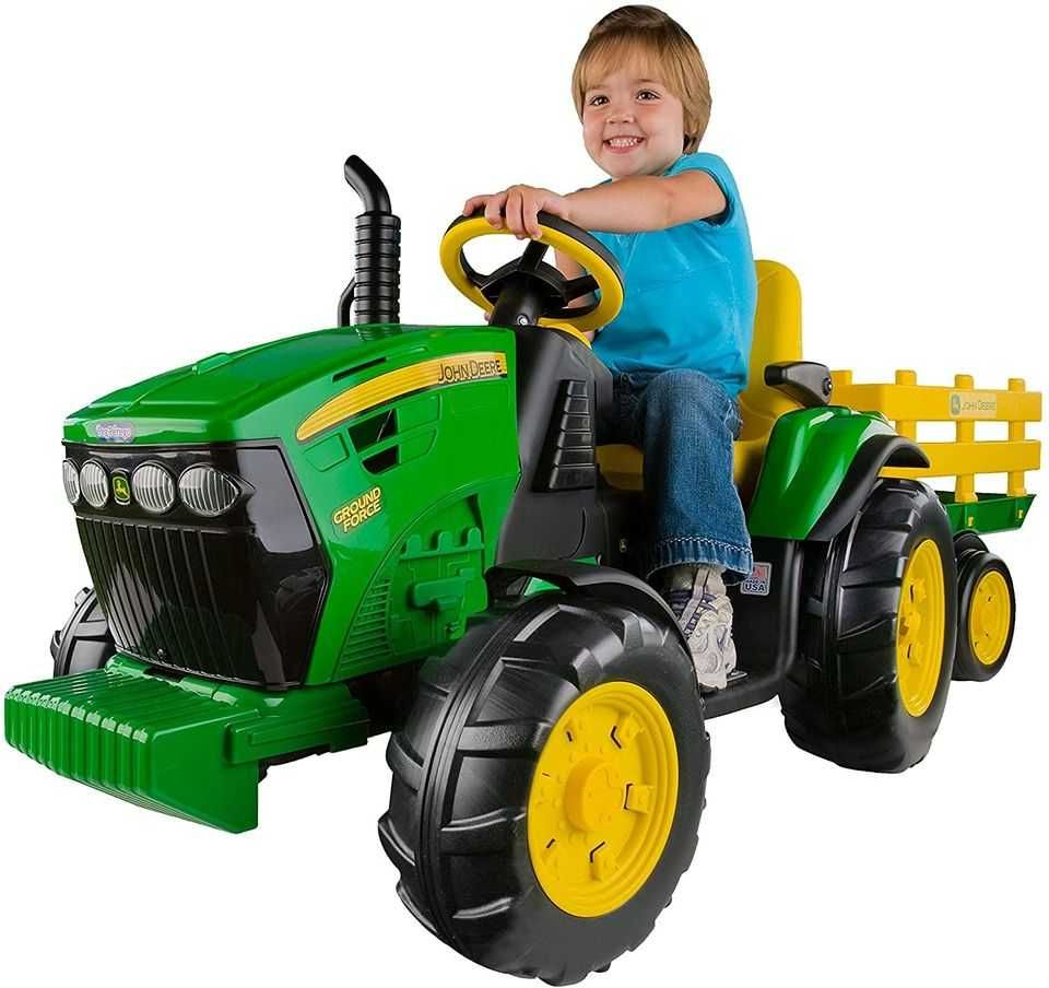 Nowe traktory na akumulator PEG PEREGO John Deere z przyczepka