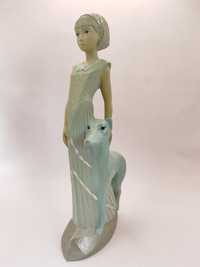 Figurka dziewczyna z psem Ivory Parastone 1996 Art Deco unikat