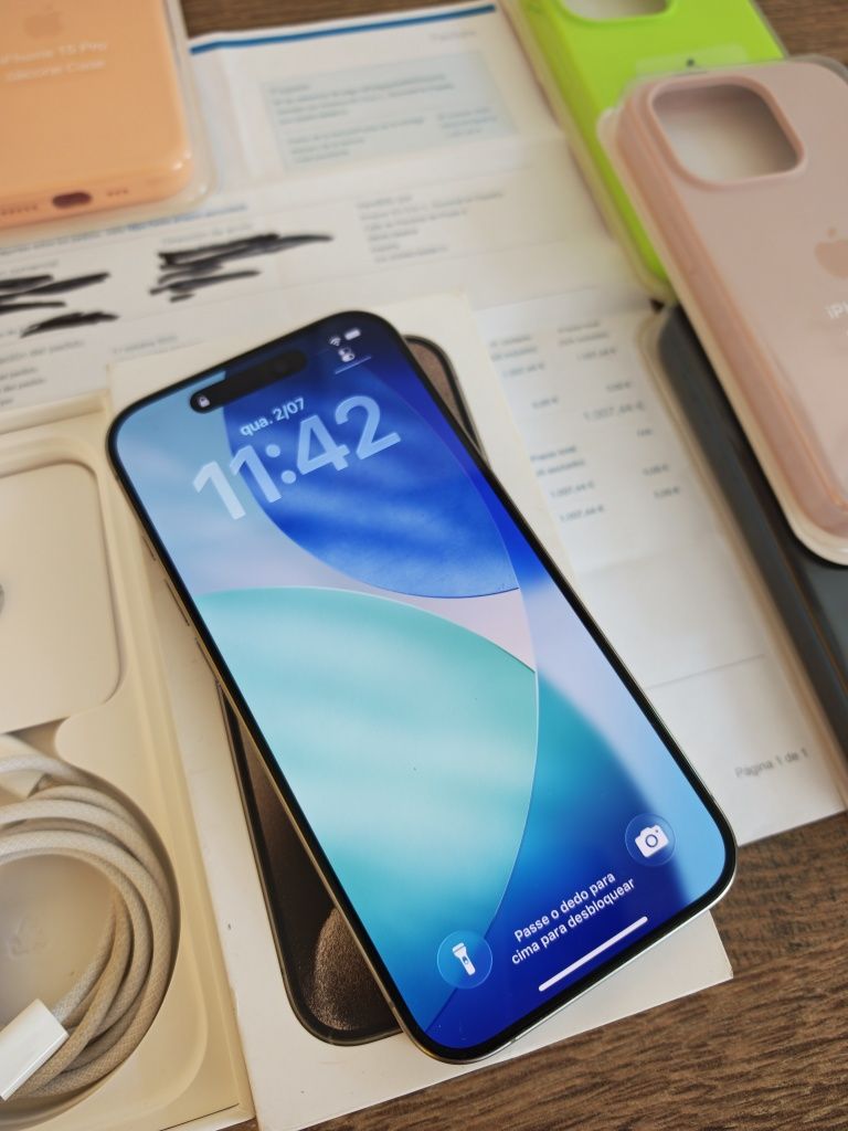 Iphone 15 Pro 128GB Natural Titanium, Seminovo C/Garantia Aceito Retom