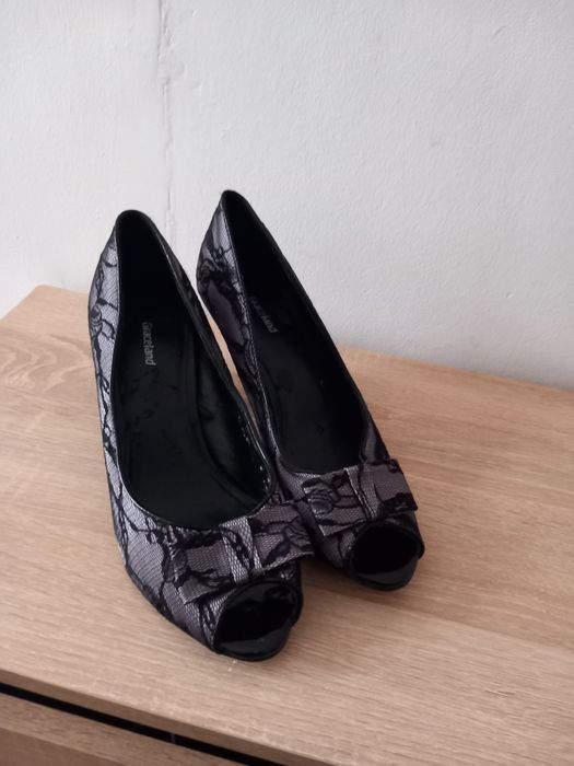 Szpilki damskie czarno szare roz.40 wymiary opis