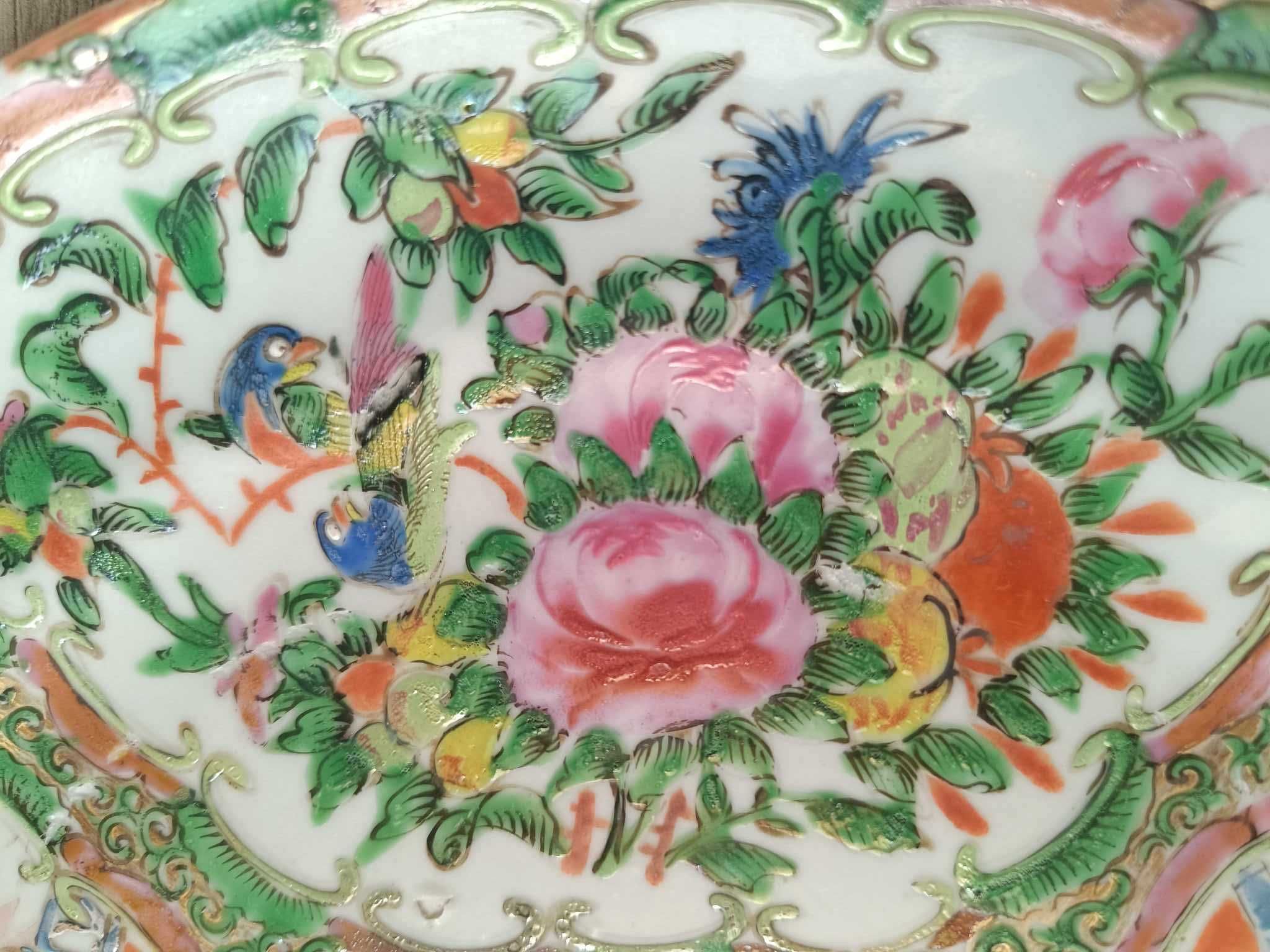 Stary talerz - Canton Famille Rose Medallion - XIX w. Chiny
