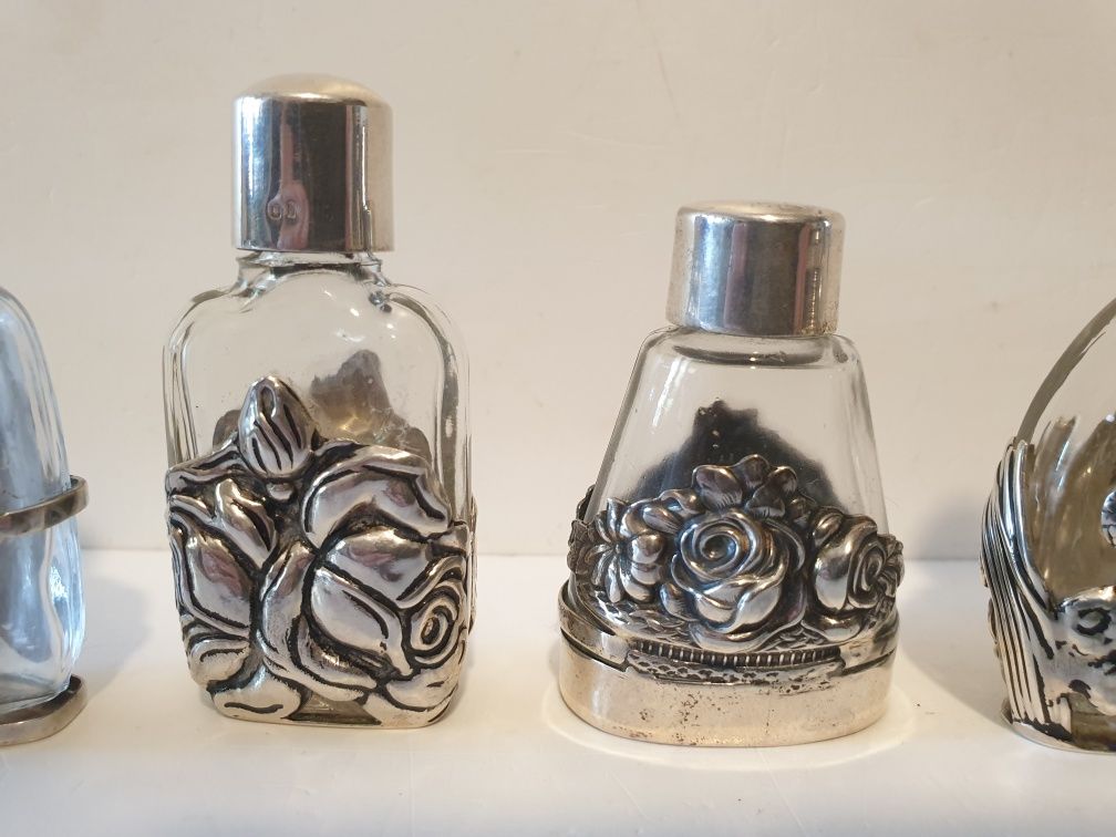 Lindos antigos frascos de perfume com prata portuguesa