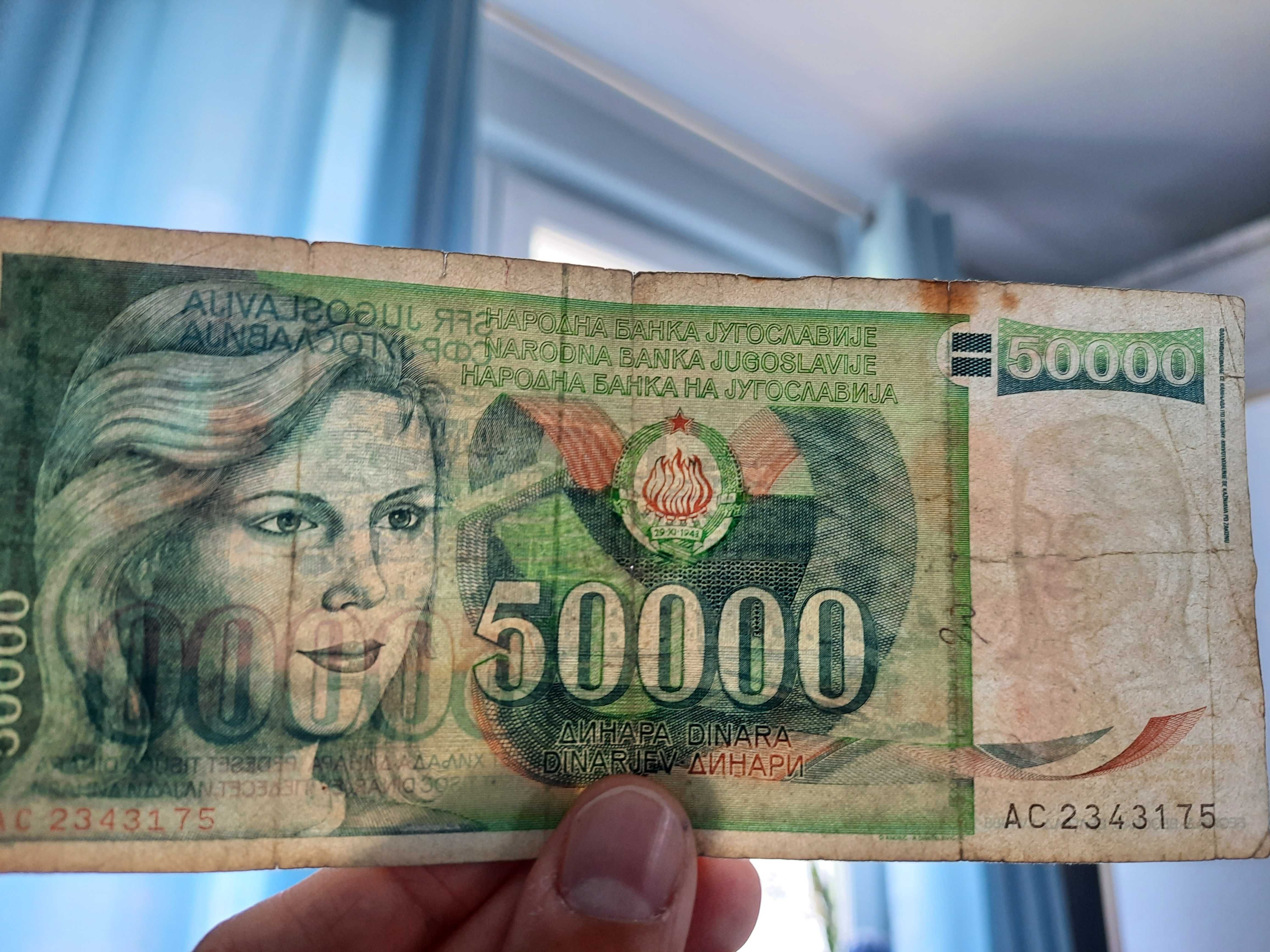 stare banknoty Jugosławia 50,1000,20000,100000 dinara 1978,1968,1974