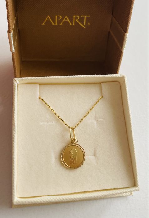 Apart medalik łańcuszek zestaw nowy złoto 585 komunia prezent