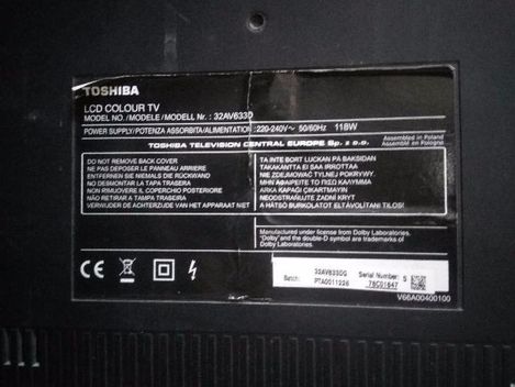 TOSHIBA 32AV633D под разборку