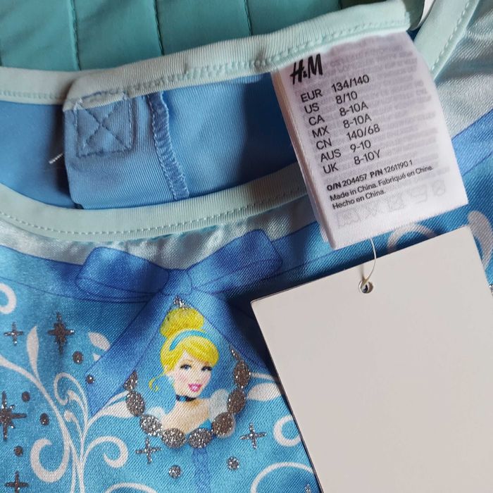 Piękna sukienka przebranie haloween bal kopciuszek h&m 128 134