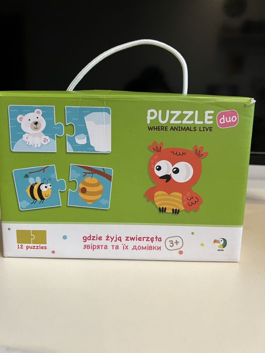 Пазли б/у, звірята та їх домівки, +3 років, 12 пар; Dodo