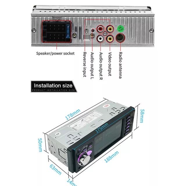 Autoradio 1Din 4,1 polegadas Bluetooth, USB, FM, SD, AUX SELADO