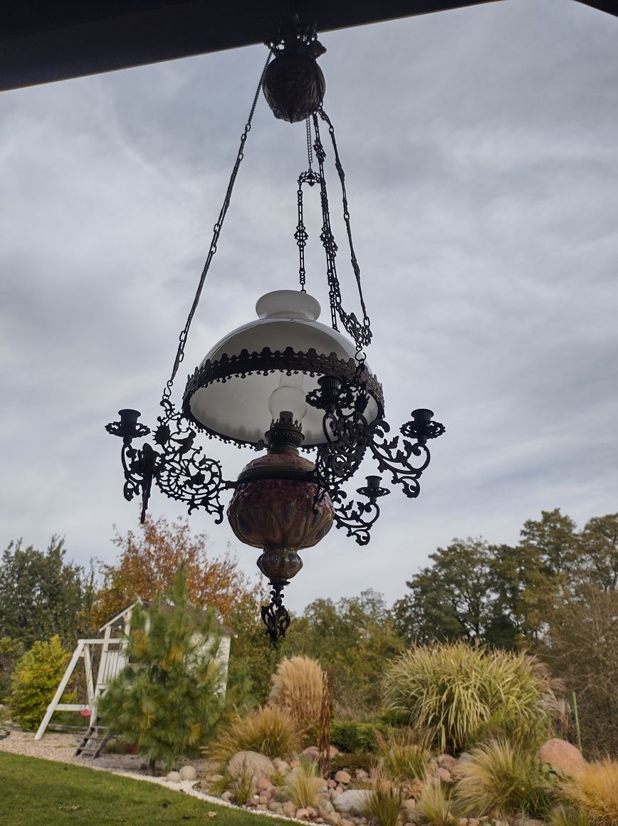 Lampa naftowa wisząca. Stan BDB, okazała.