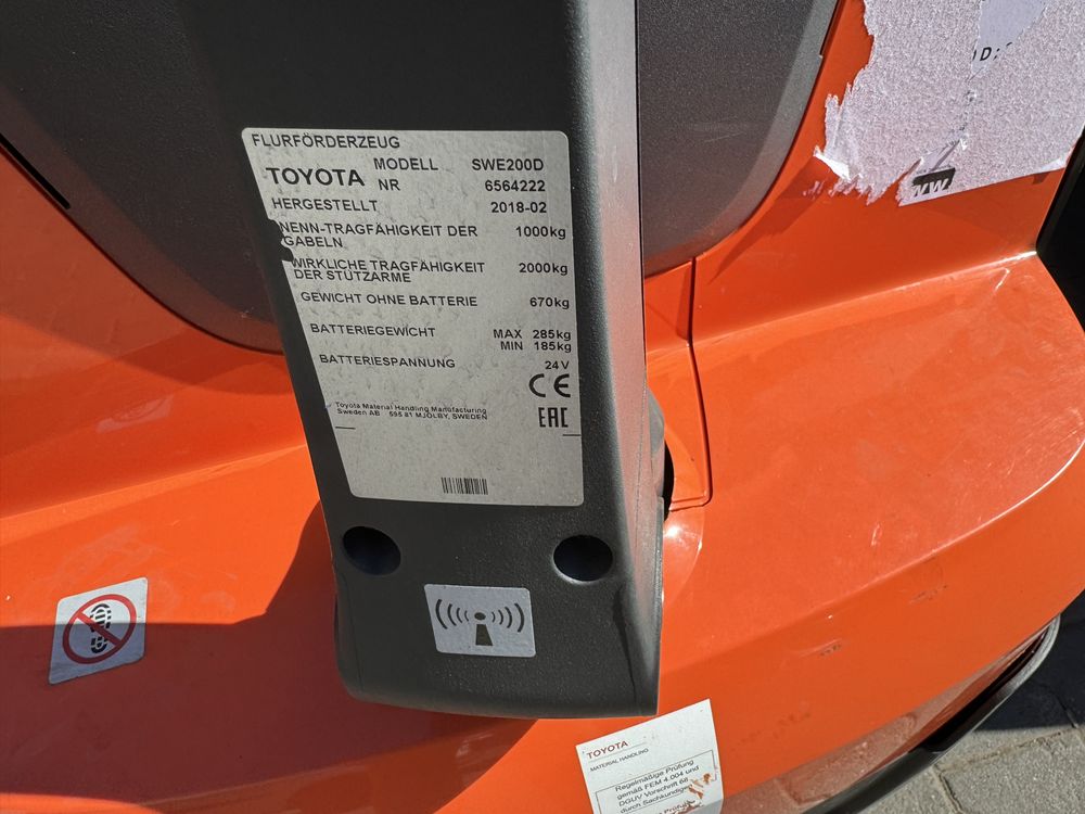 Paleciak elektryczny Toyota Swe 200 D 2018 r jak Nowy wózek 210 cm