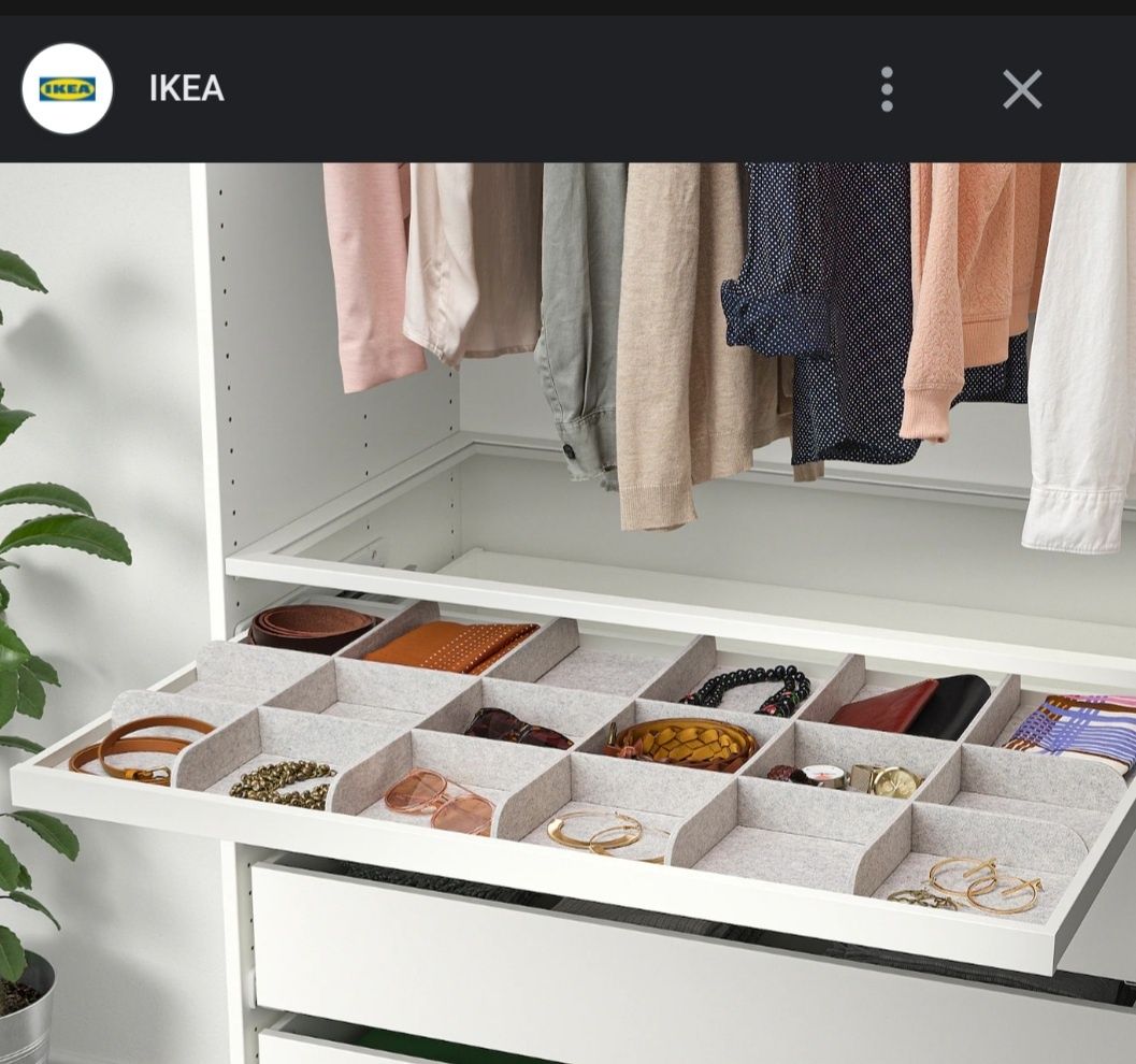 Gavetas roupeiro ikea extraível com divisórias para acessórios