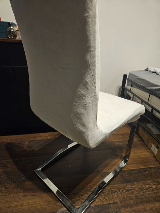 Pokrowce na krzesła miękkie welurowe białe 4 sztuki komplet