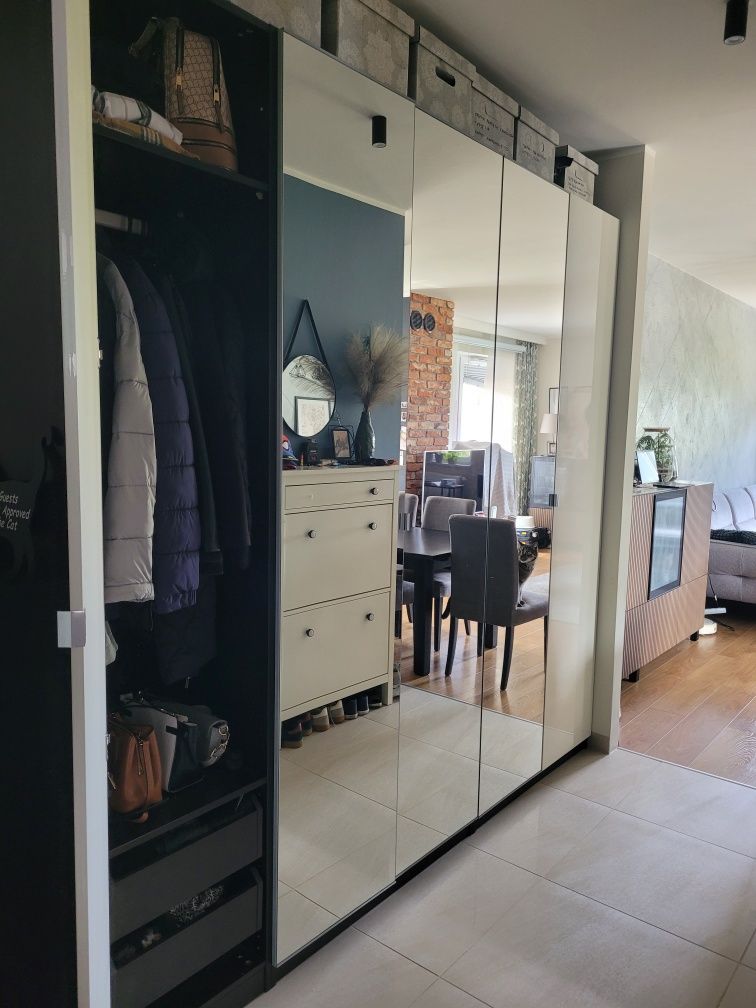Szafa ikea Pax 5drzwiowa lakier,lustra. Wys. 236cm, szer. 250cm 2.5m