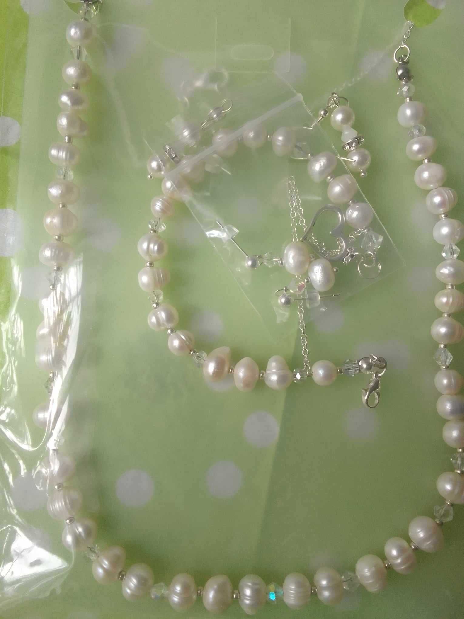 Naturalna perła kremowa  Ślub Okazja duży komplet