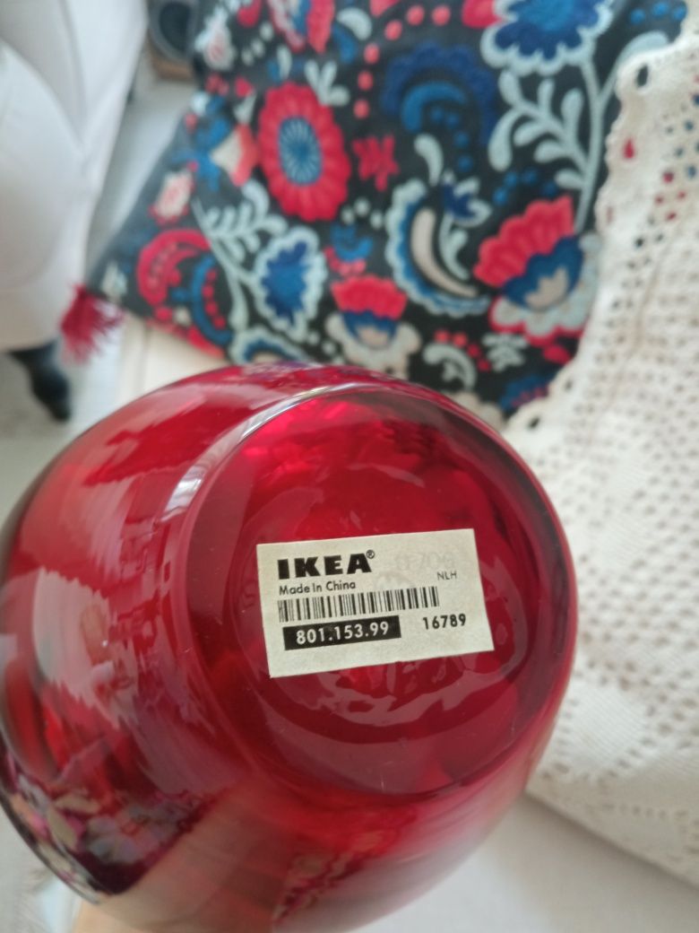 Salong Ikea wzon czerwony szklany retro vintage